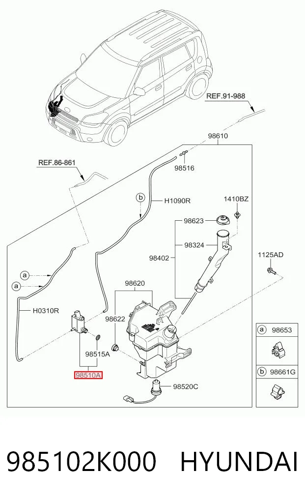 985102K000 Hyundai/Kia Pompka spryskiwacza szyby przedniej