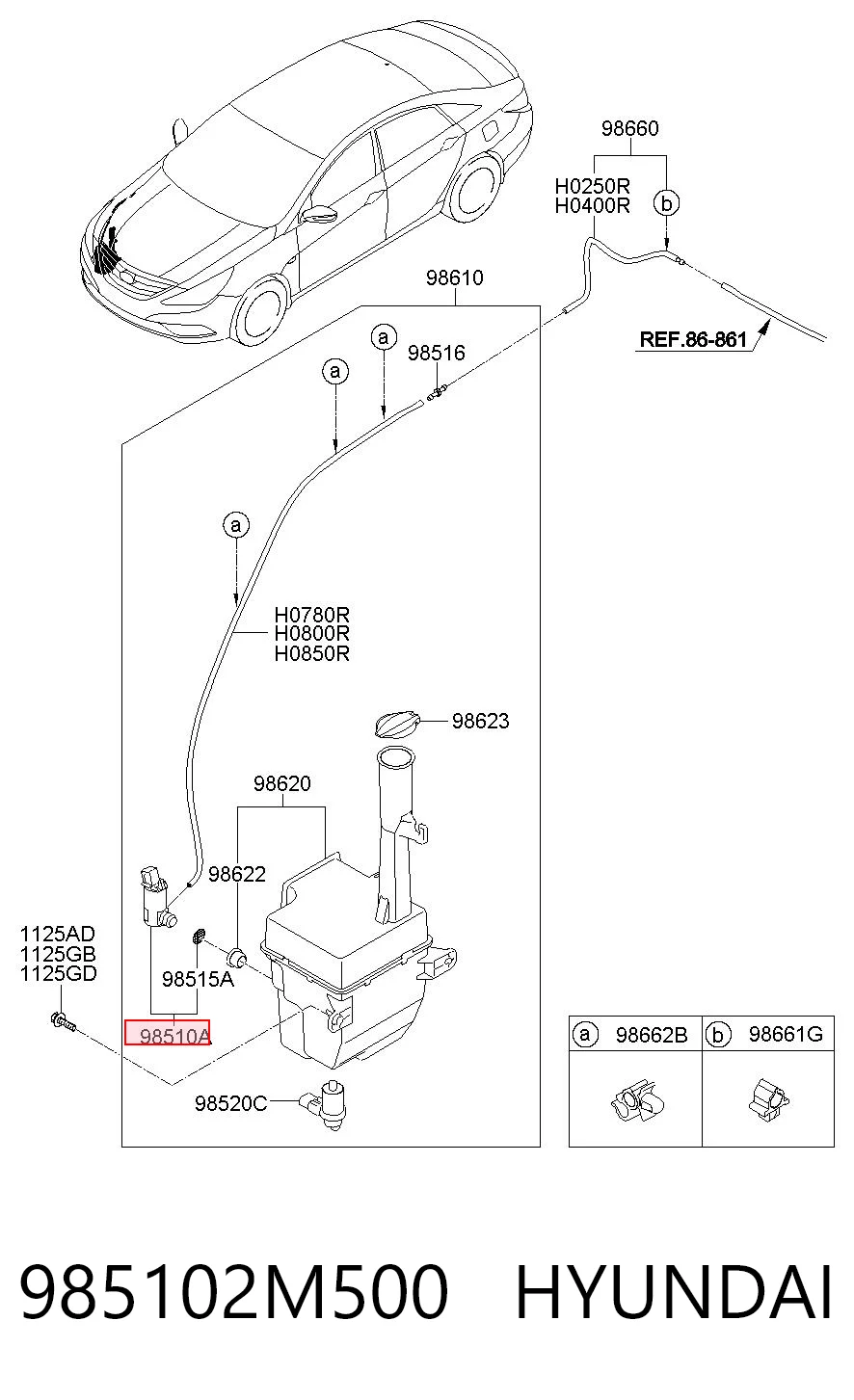 985102M500 Hyundai/Kia Pompka spryskiwacza szyby przedniej