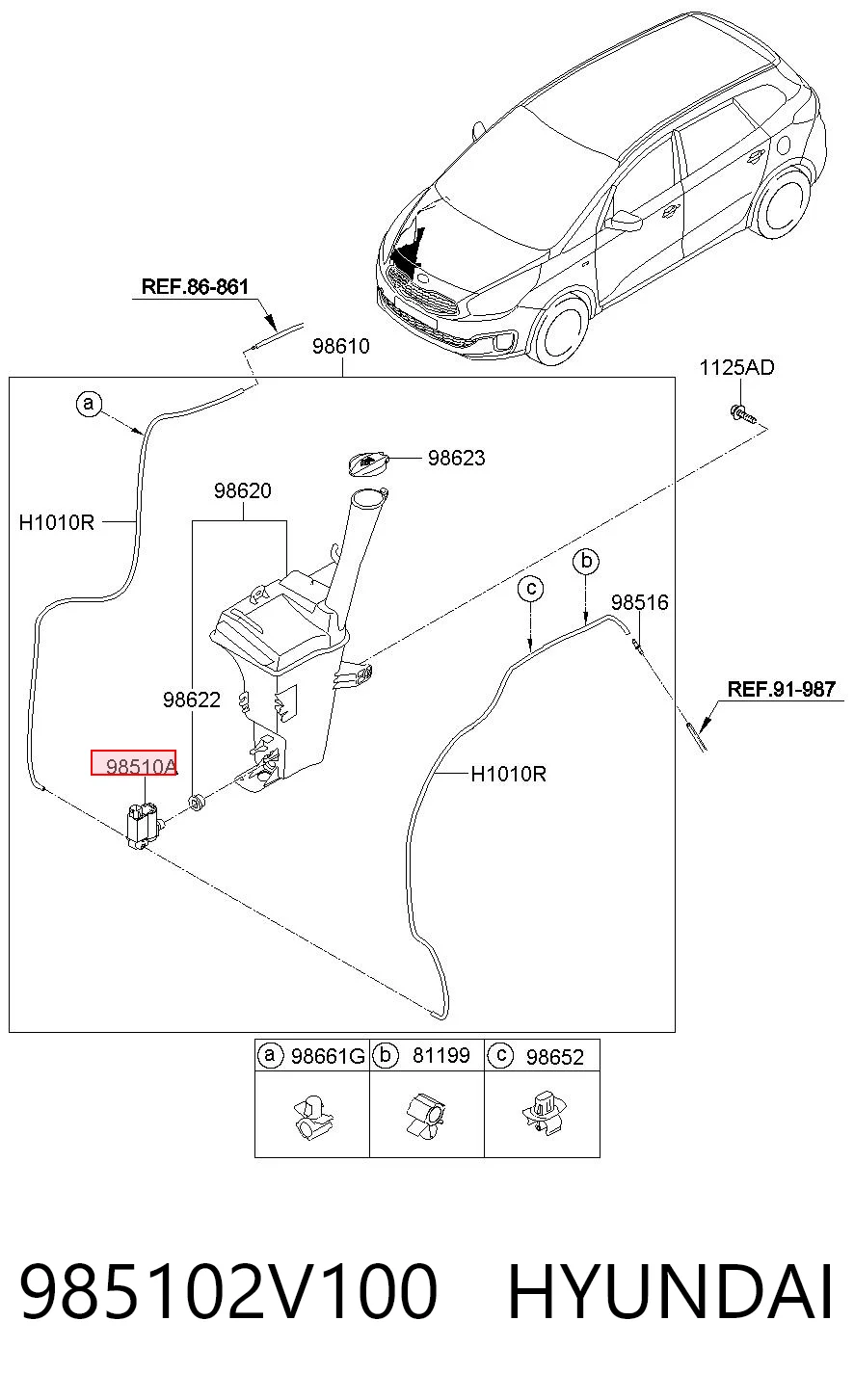 985102V100 Hyundai/Kia Pompka spryskiwacza szyby przedniej