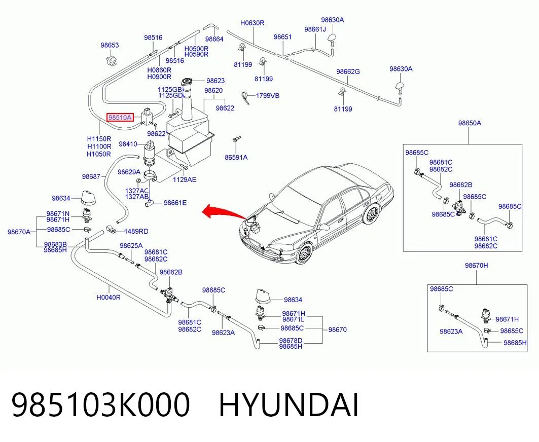 985103K000 Hyundai/Kia Pompka spryskiwacza szyby przedniej