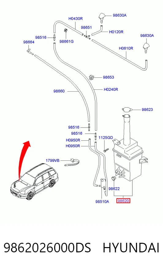 Zbiorniczek spryskiwacza szyb do Hyundai Santa Fe I SM