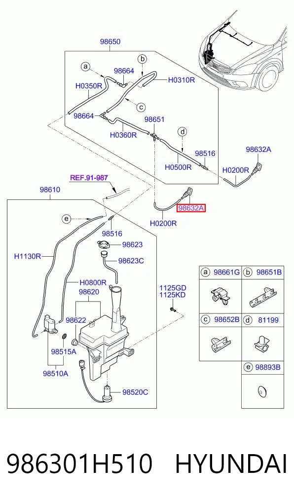 986301H510 Hyundai/Kia Dysza spryskiwacza szyby przedniej