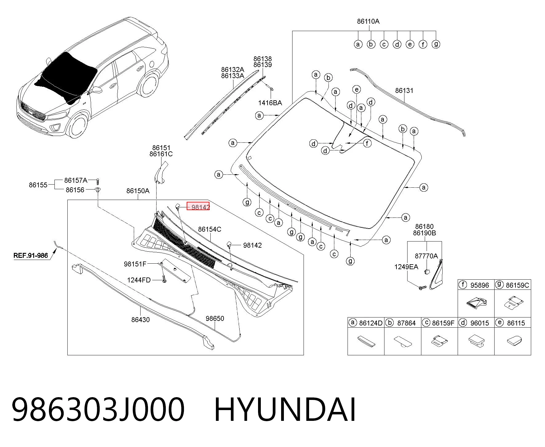986303J000 Hyundai/Kia Dysza spryskiwacza szyby przedniej