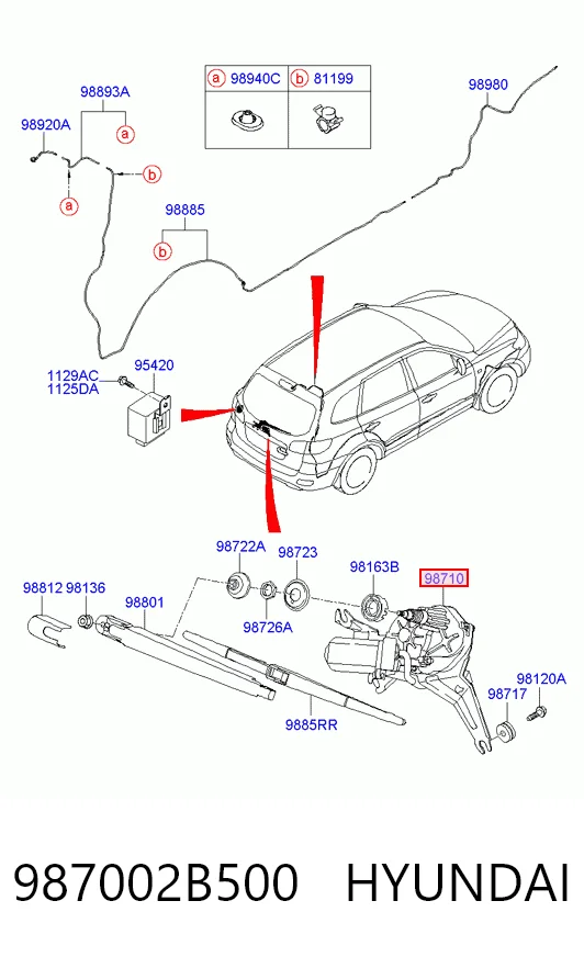 Silniczek wycieraczki tylnej szyby do Hyundai Santa Fe II CM