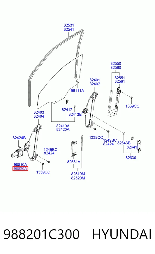 Mechanizm podnoszenia szyby drzwi przednich prawych do Hyundai Getz  