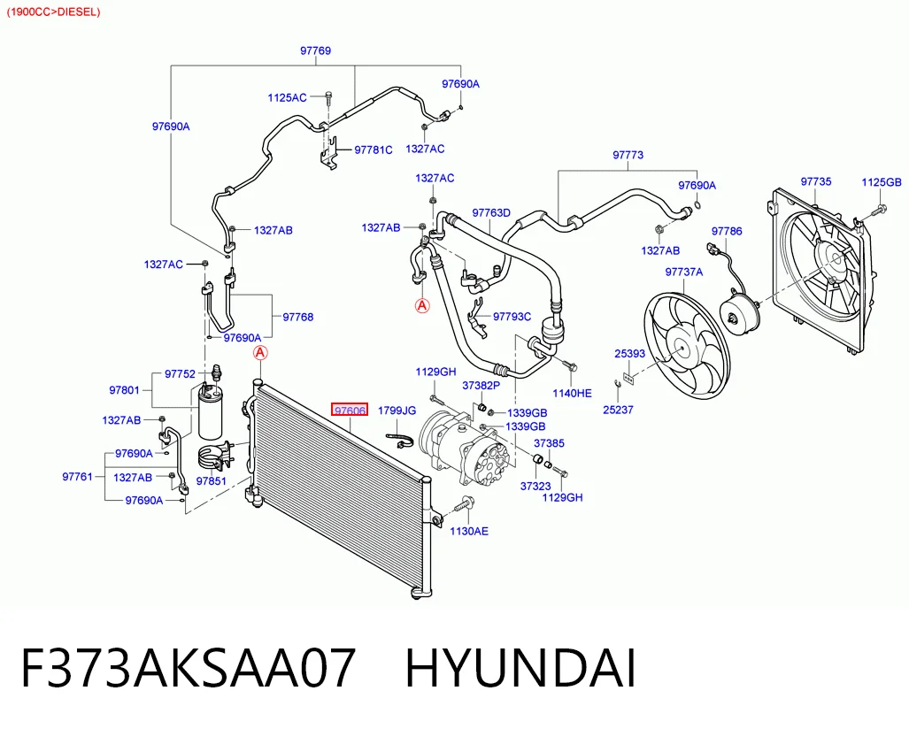 Do koszyka Chłodnica klimatyzacji Hyundai Lantra II 