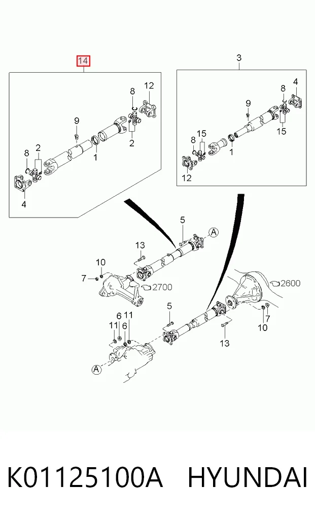 Wał Cardana, do mostu przedniego KIA Sportage I SUV (K00) (1994 - 2004) cena, od 104,35 USD