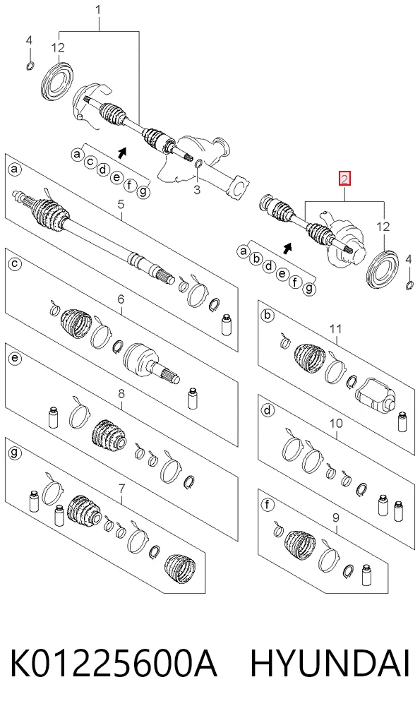 Półoś napędowa przednia lewa do KIA Sportage I K00