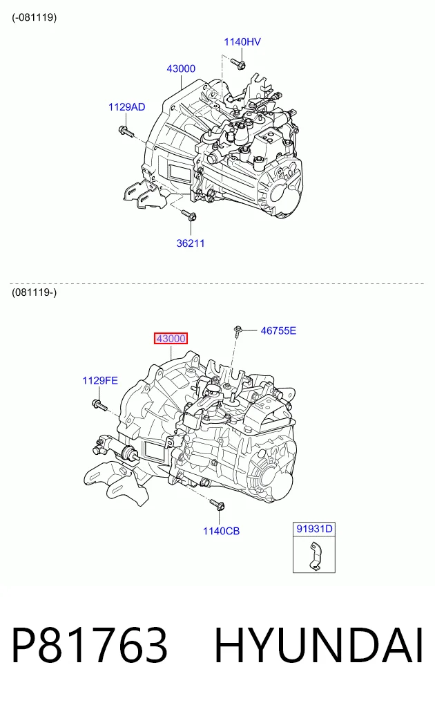 Do koszyka Mechaniczna skrzynia biegów w komplecie KIA Rio II JB