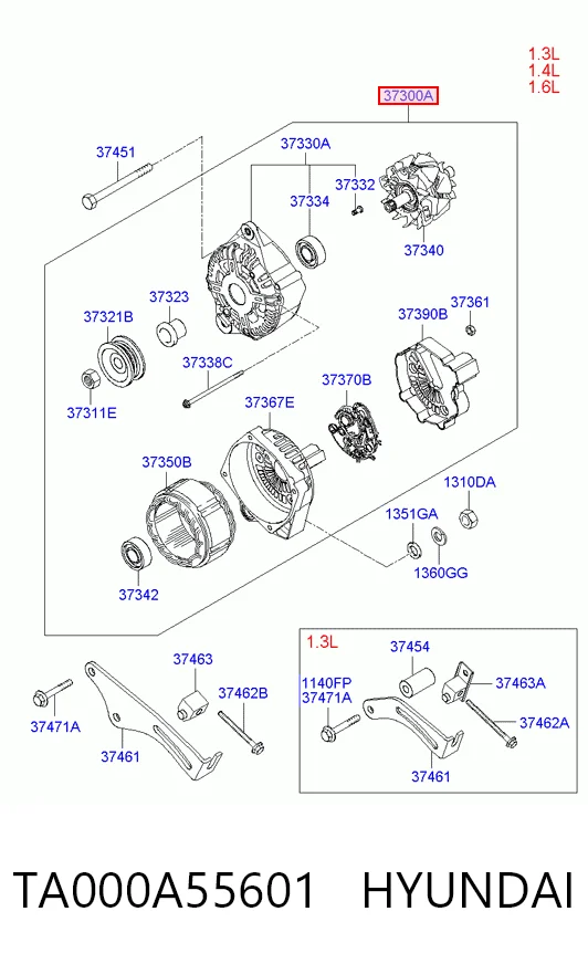 TA000A55601 Hyundai/Kia Alternator