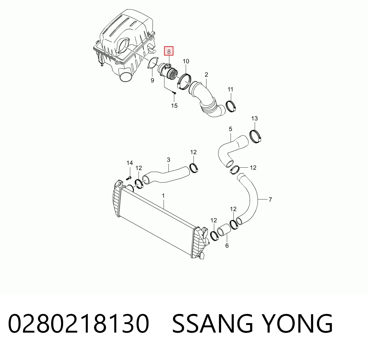  Czujnik przepływu powietrza, przepływomierz powietrza M.A.F. SsangYong Actyon 