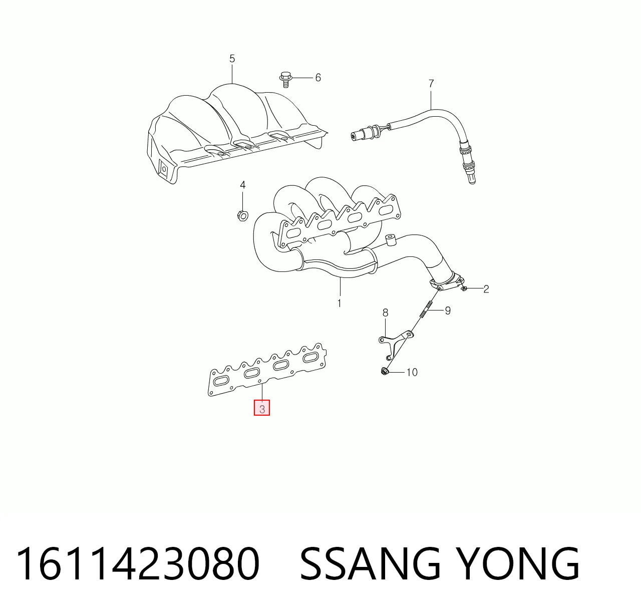 Do koszyka Uszczelka kolektora wydechowego SsangYong Kyron  