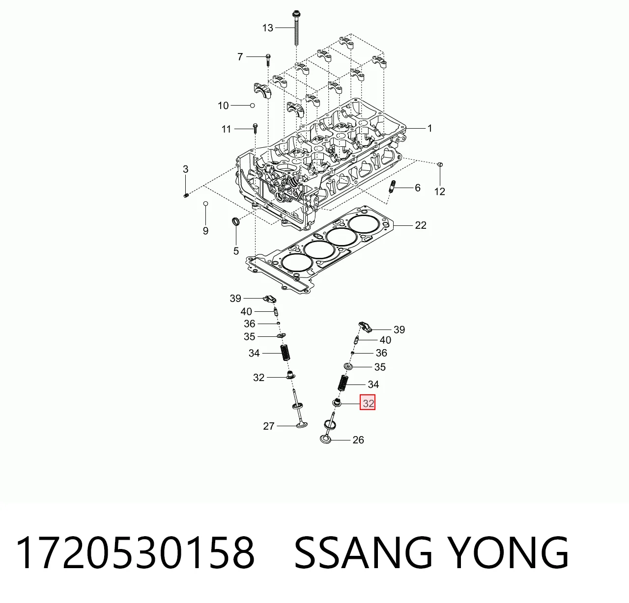 Uszczelniacz zaworu dolotowego/wylotowego do SsangYong Korando
