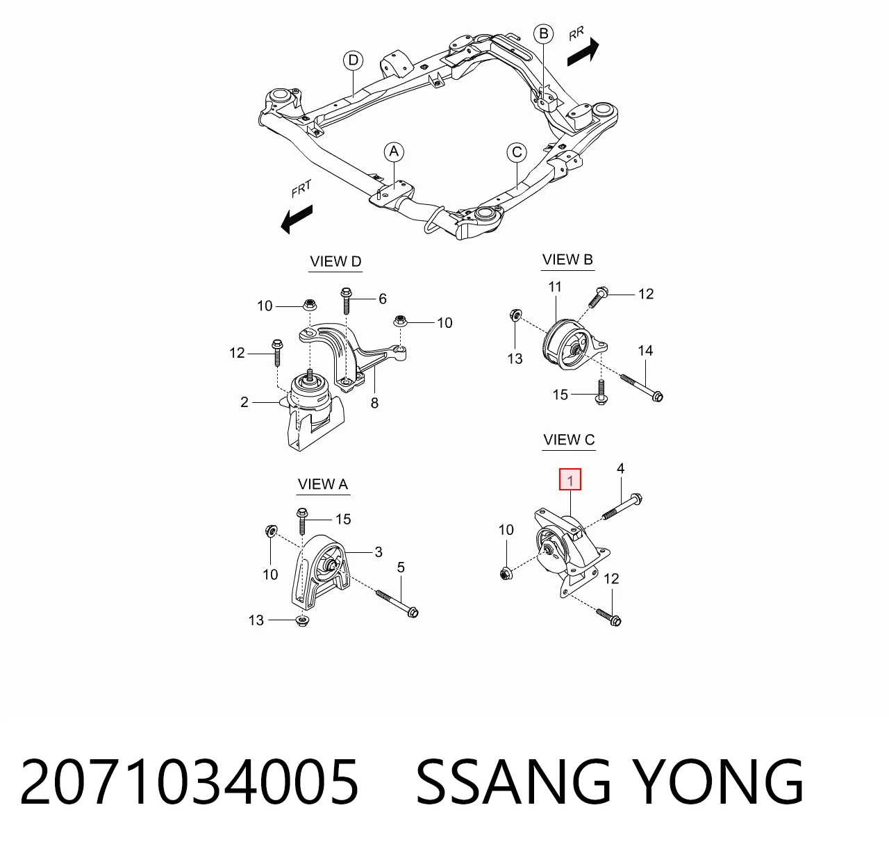 Poduszka (podpora) silnika lewa do SsangYong Actyon  