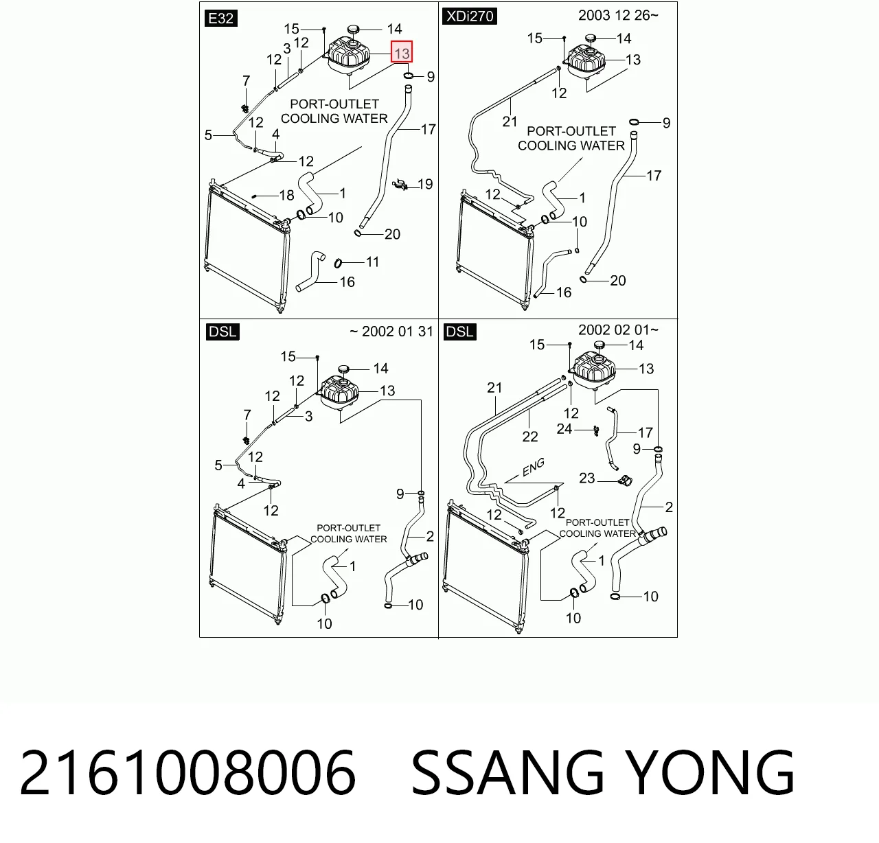 2161008006 Ssang Yong Zbiorniczek wyrównawczy układu chłodzenia