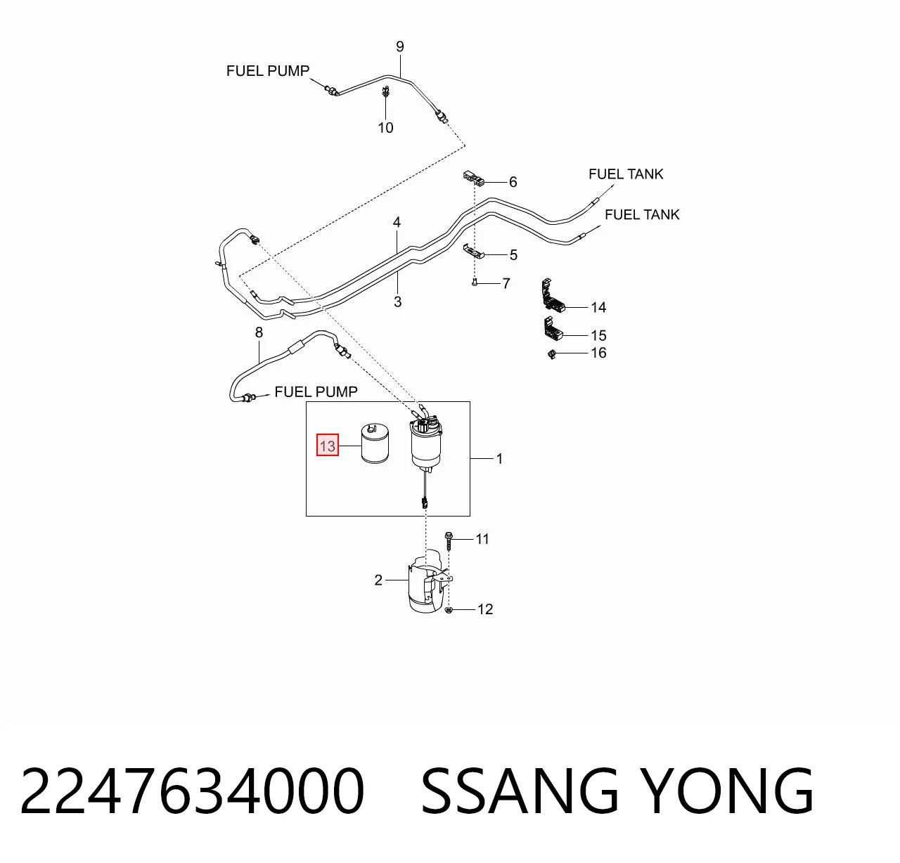2247634000 Ssang Yong Filtr paliwa