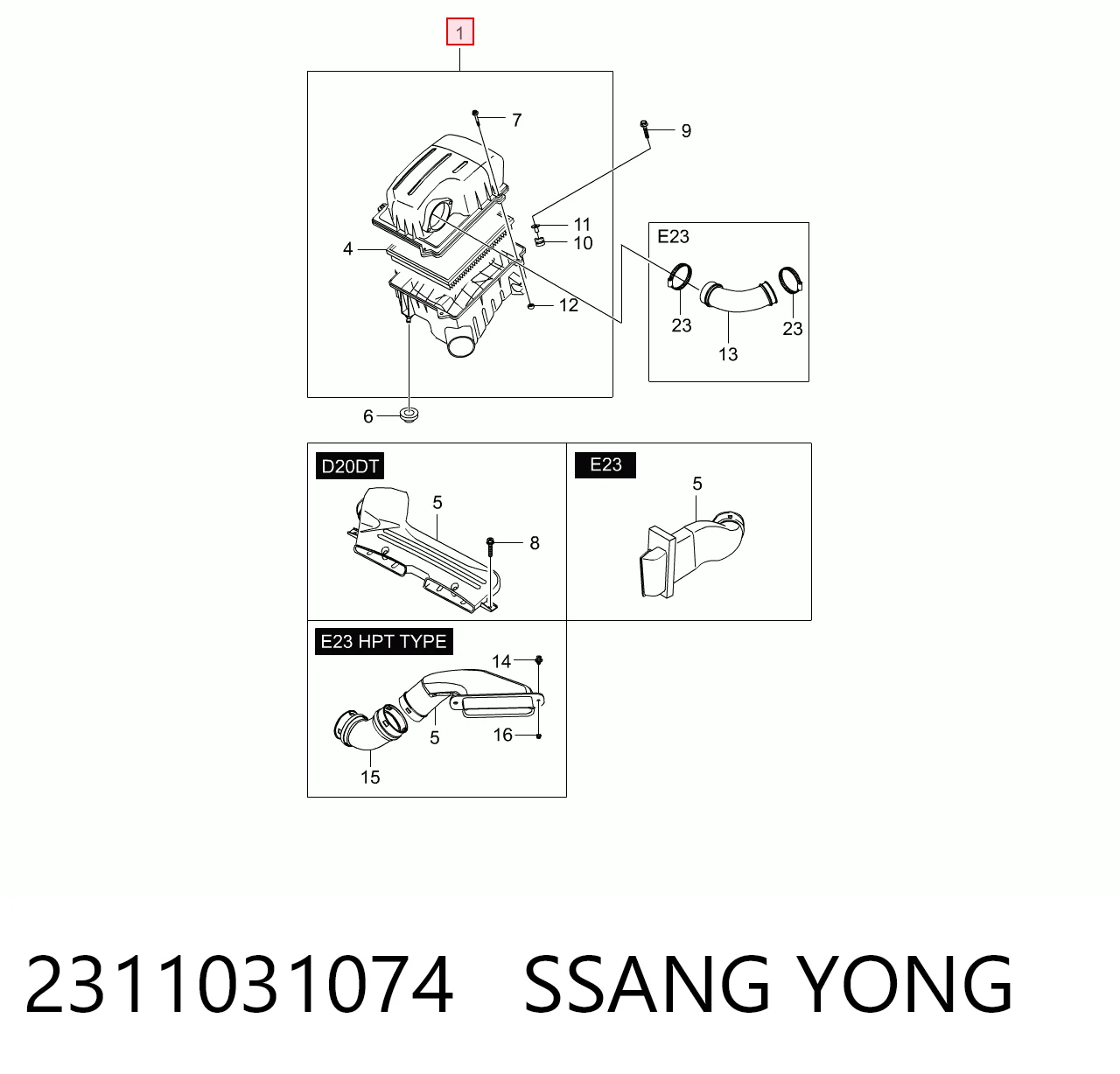 Obudowa filtra powietrza SsangYong Kyron SUV (2007 - 2014) cena, od 94,69 USD