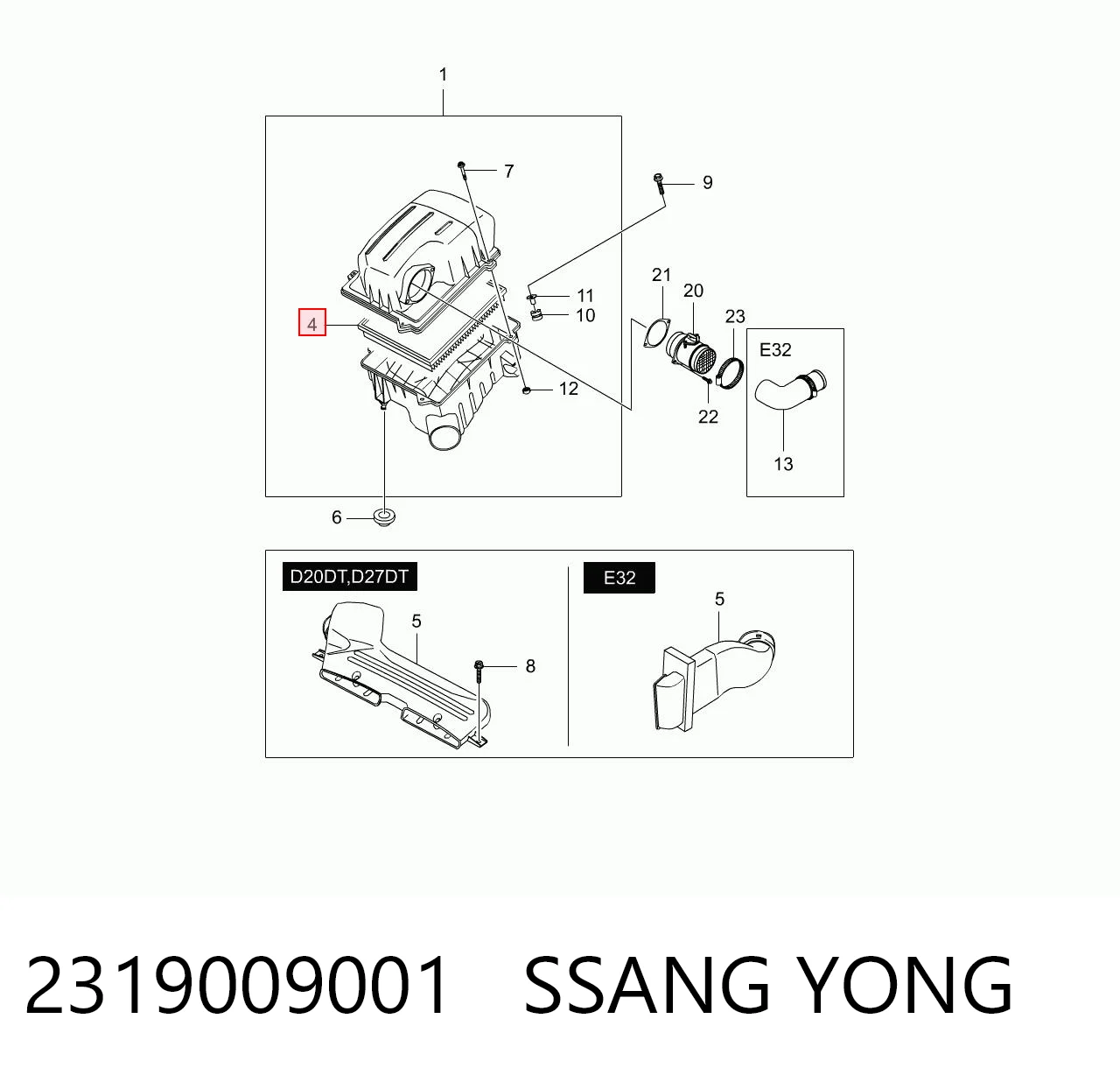2319009001 Ssang Yong Filtr powietrza