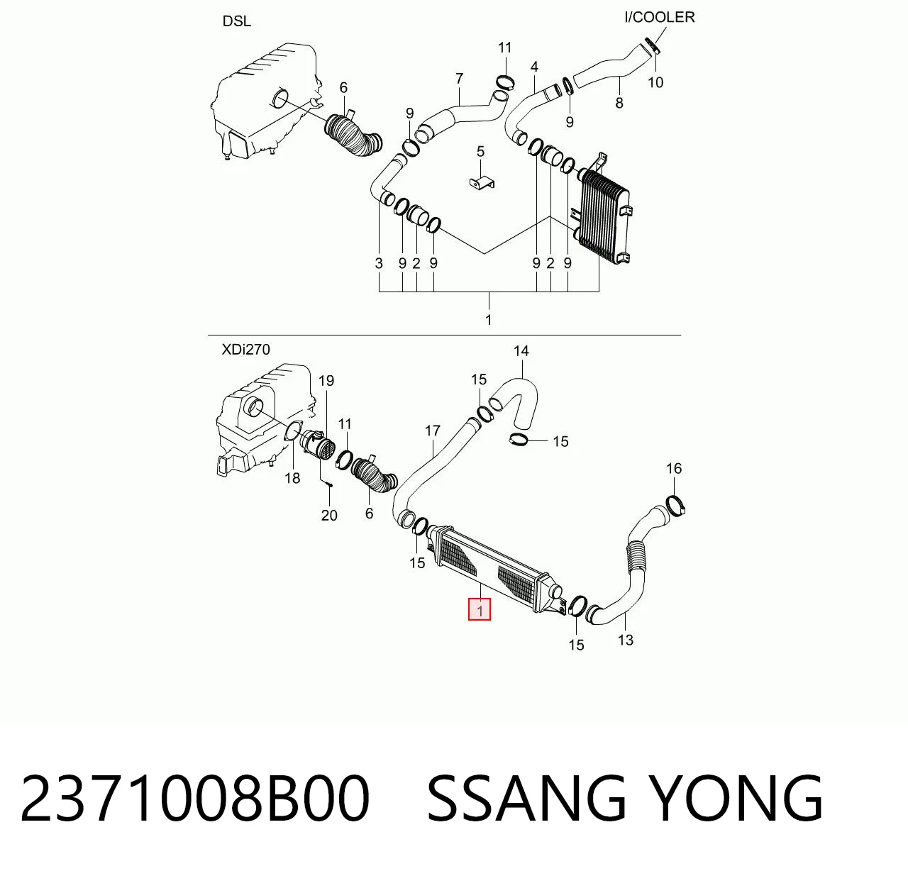 Chłodnica intercoolera do SsangYong Rexton I RJN
