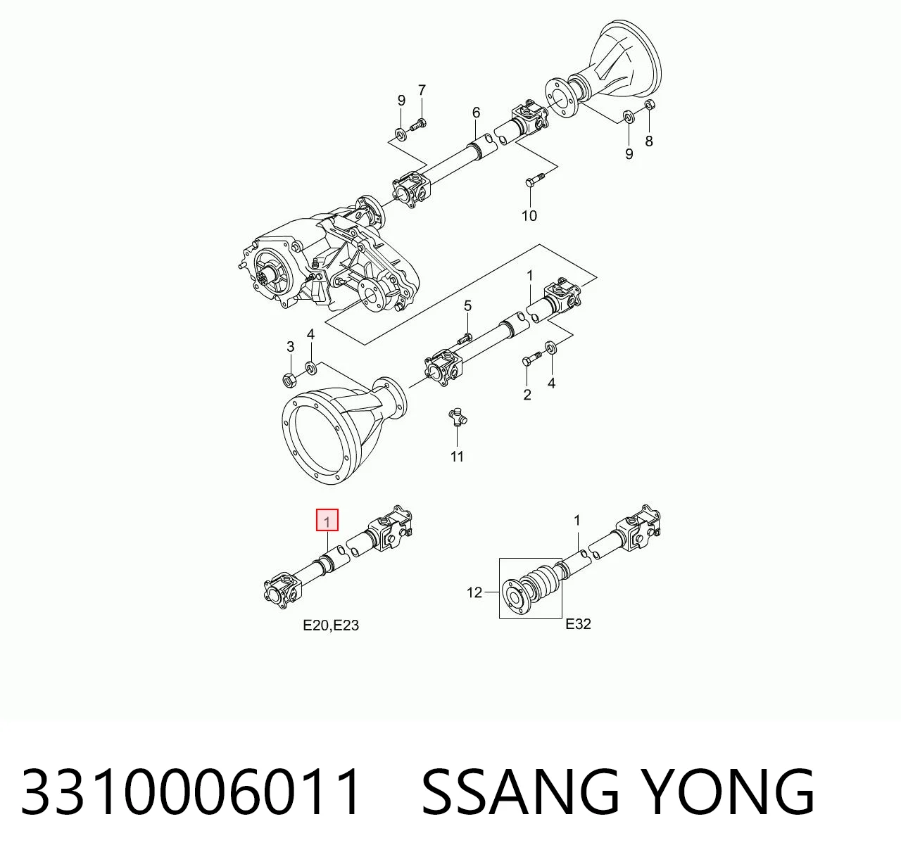 Wał Cardana, do mostu przedniego SsangYong Musso SUV (FJ) (1995 - 2006) cena, od 190,41 USD