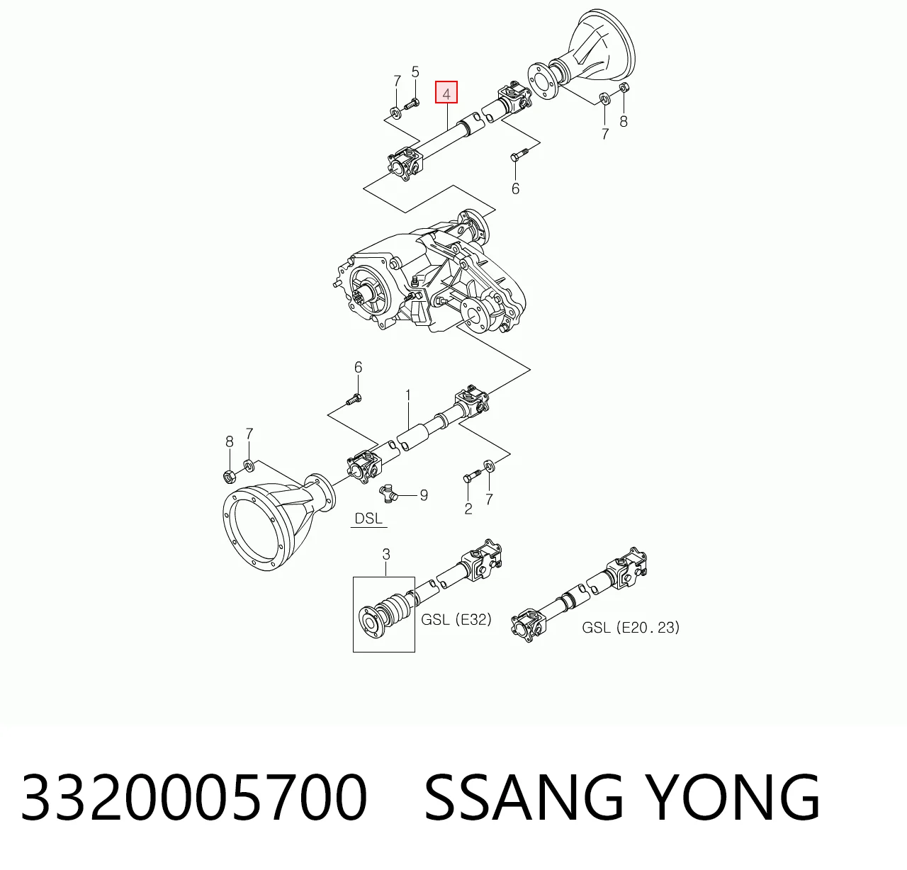  Wał Cardana tylny, kompletny SsangYong Musso 