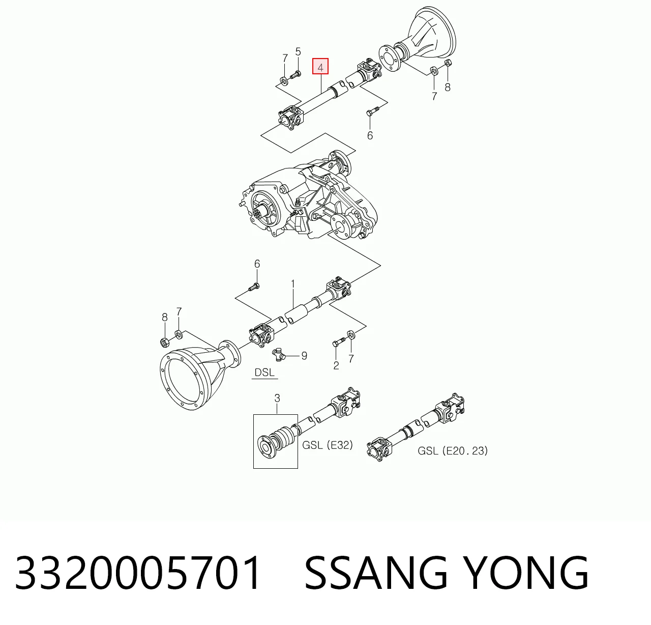 Wał Cardana tylny, kompletny SsangYong Musso 