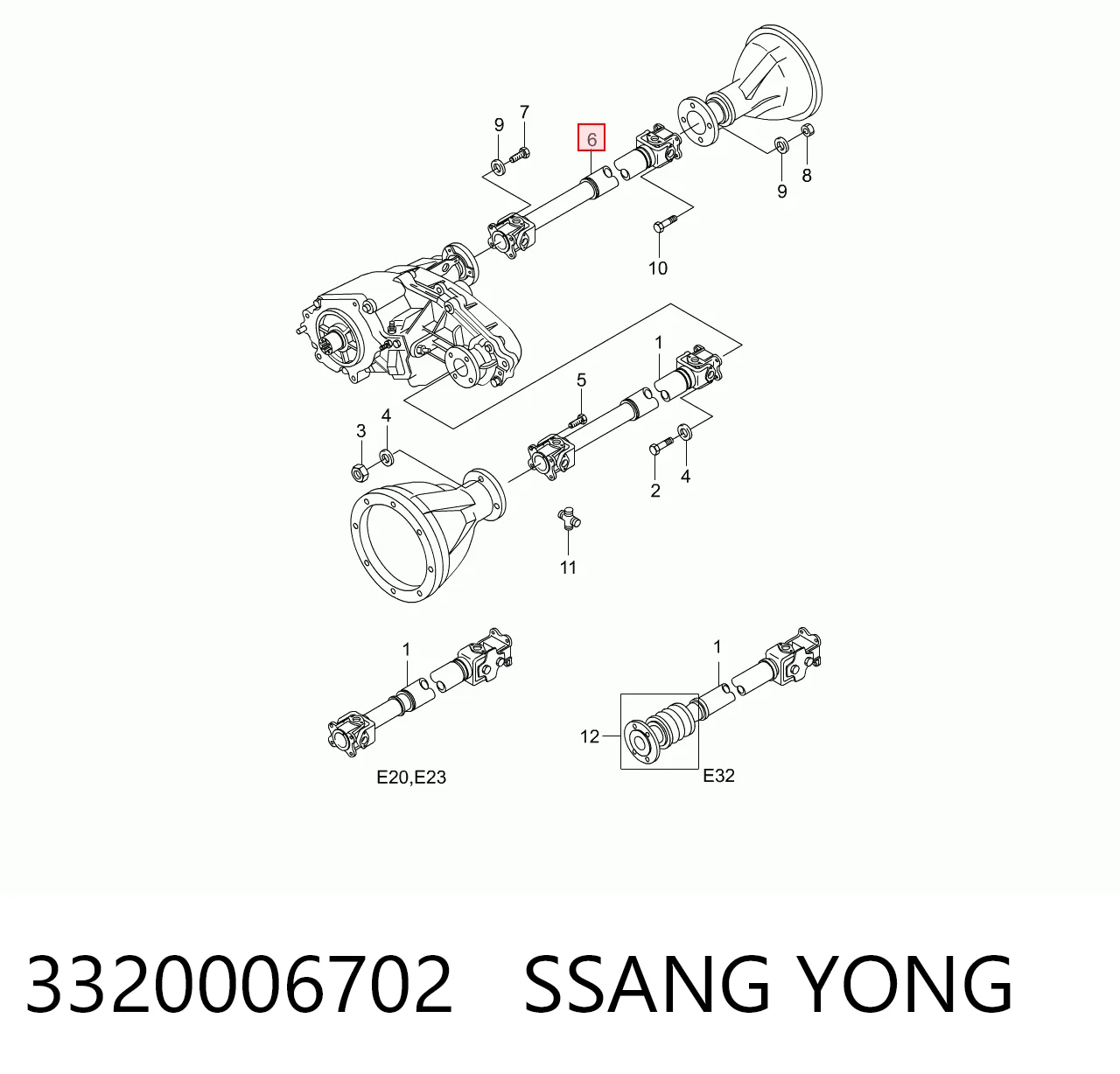 Wał Cardana tylny, kompletny do SsangYong Korando  