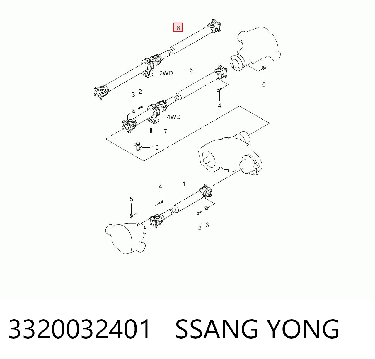 Wał Cardana tylny, kompletny do SsangYong Actyon SPORTS QJ