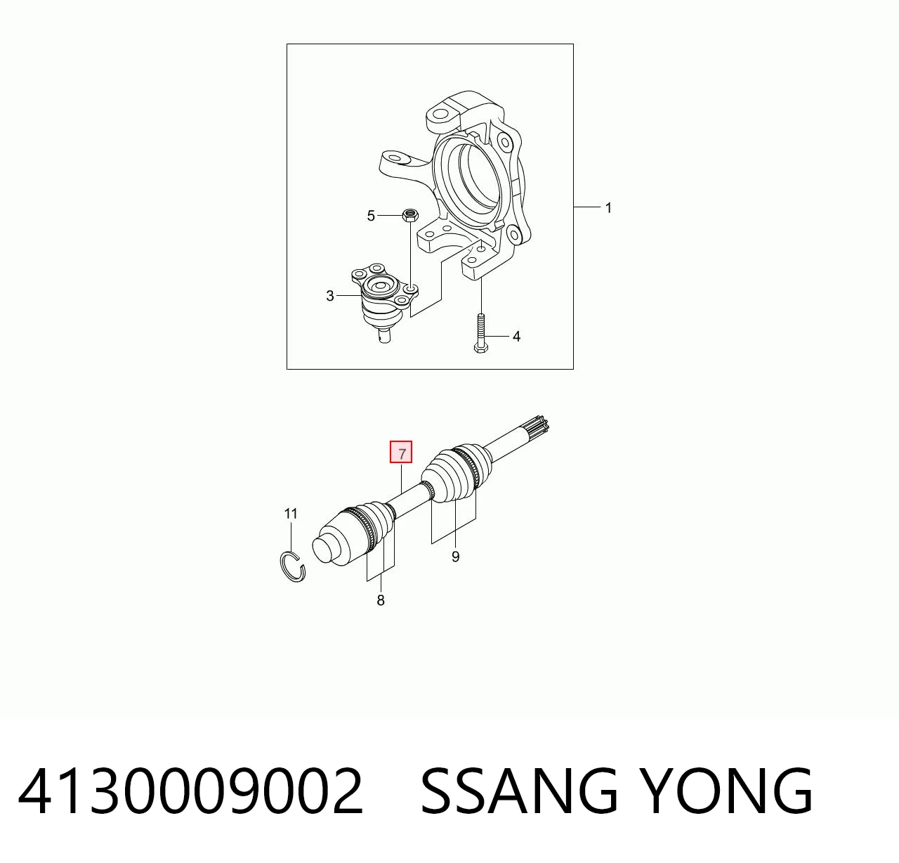 4130009002 Ssang Yong Półoś napędowa przednia