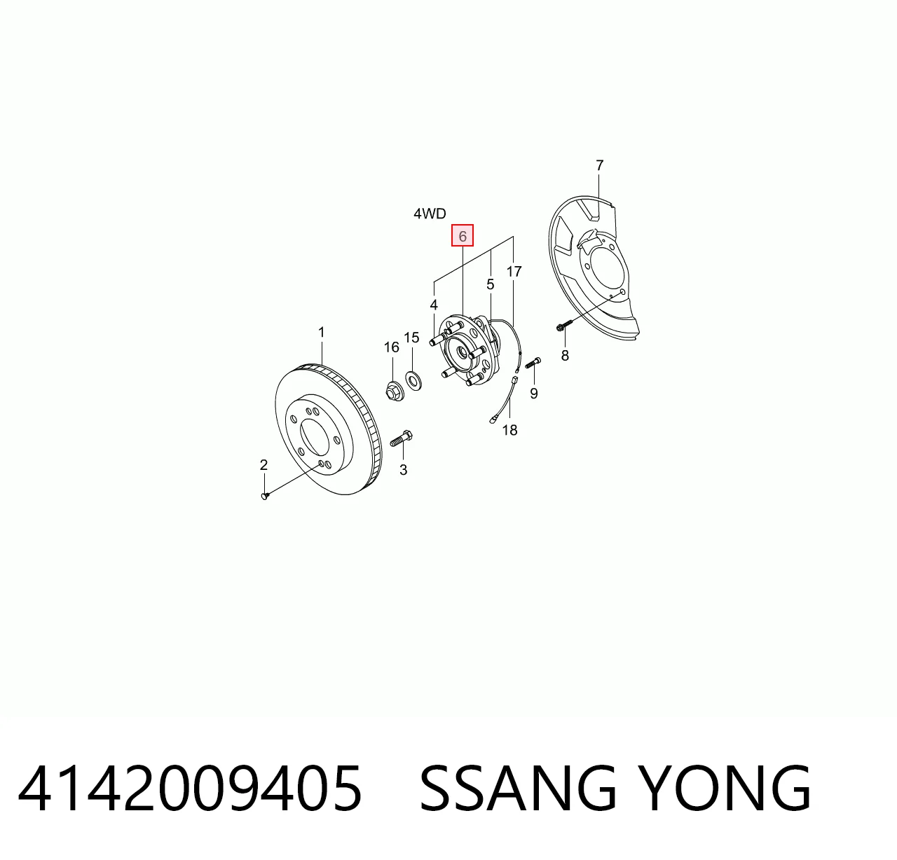 4142009405 Ssang Yong Piasta przednia