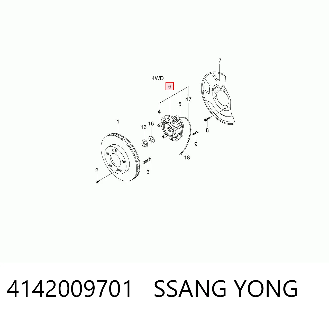 4142009701 Ssang Yong Piasta przednia