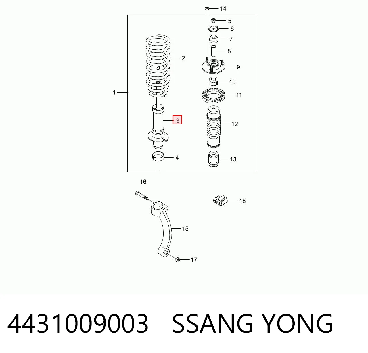 Amortyzator przedni do SsangYong Kyron  