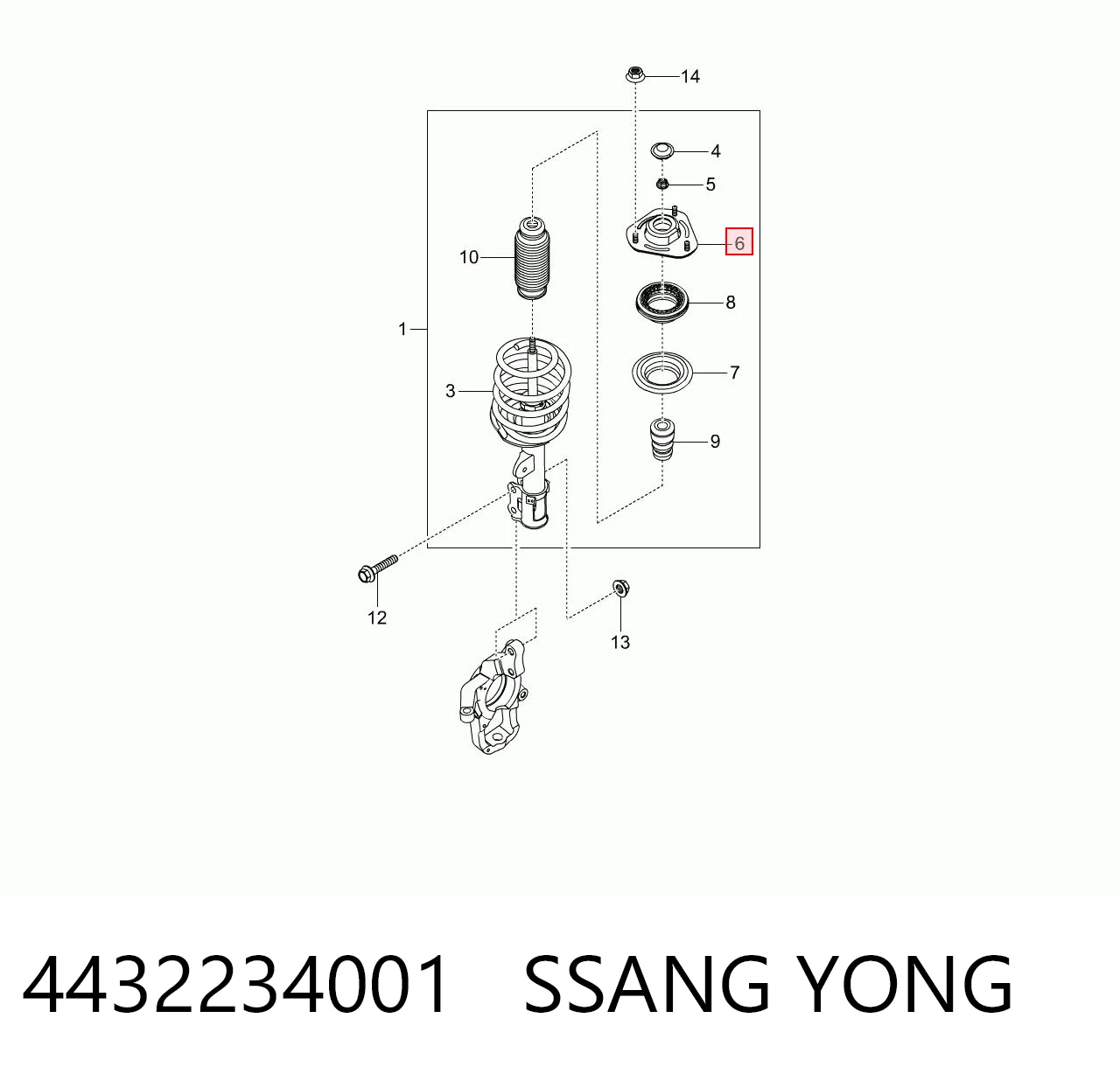 4432234001 Ssang Yong Poduszka amortyzatora przedniego