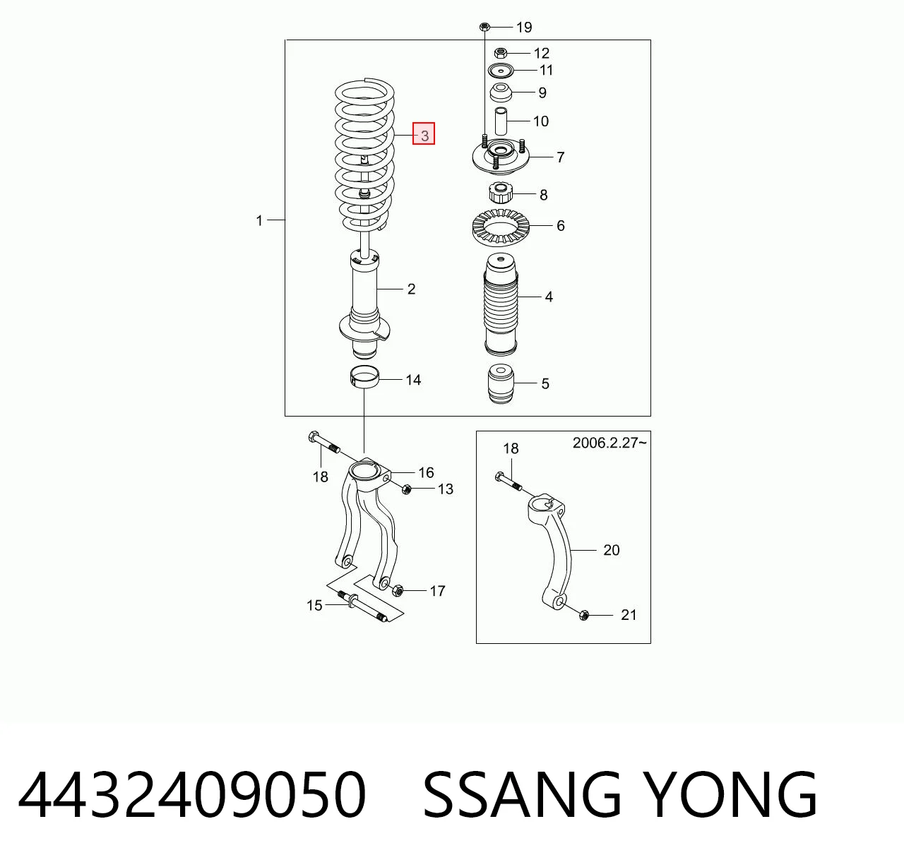 Do koszyka 4432409050 Hyundai/Kia Sprężyna przednia