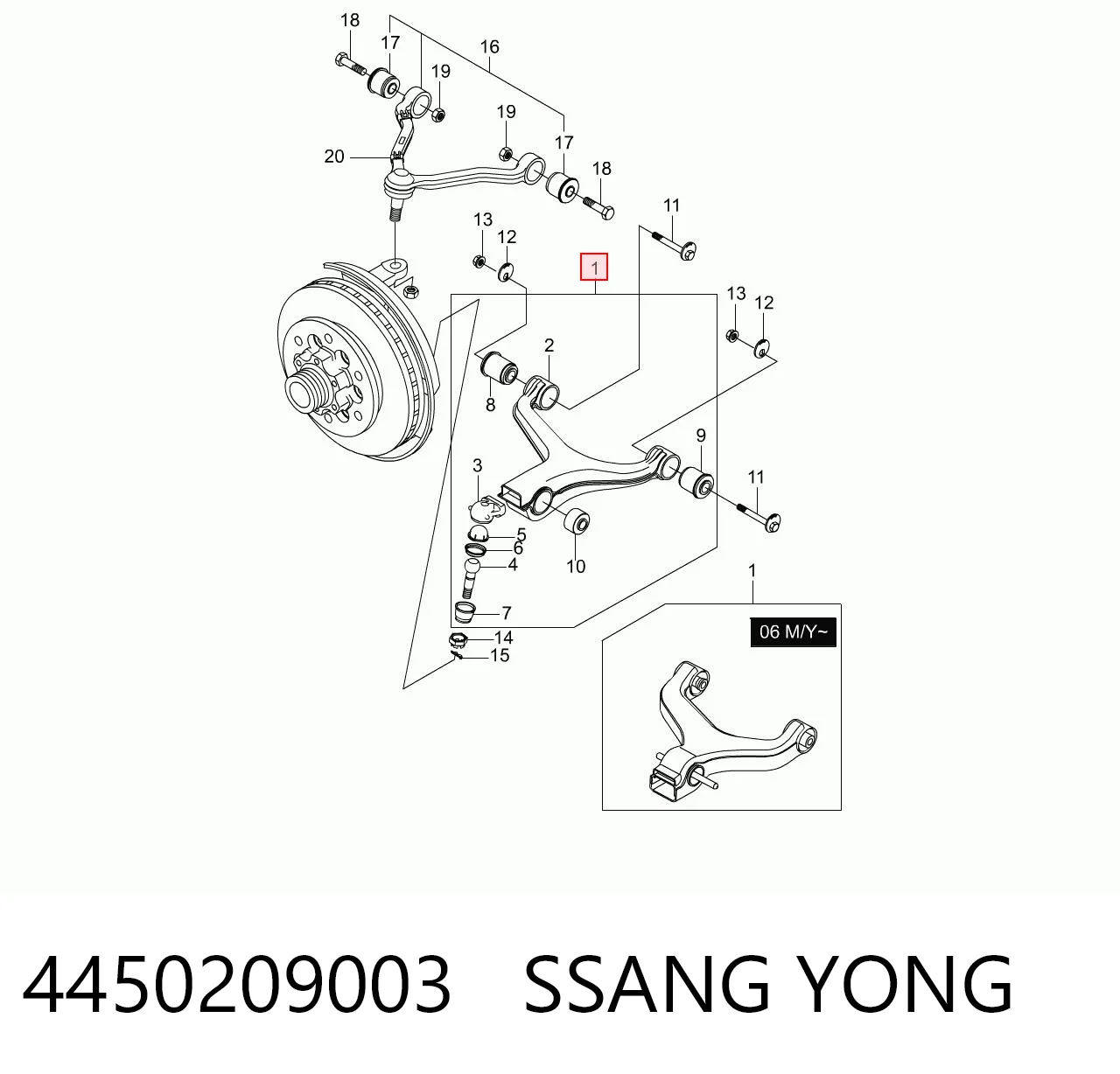 Wahacz zawieszenia przedniego dolny prawy SsangYong Rexton 1