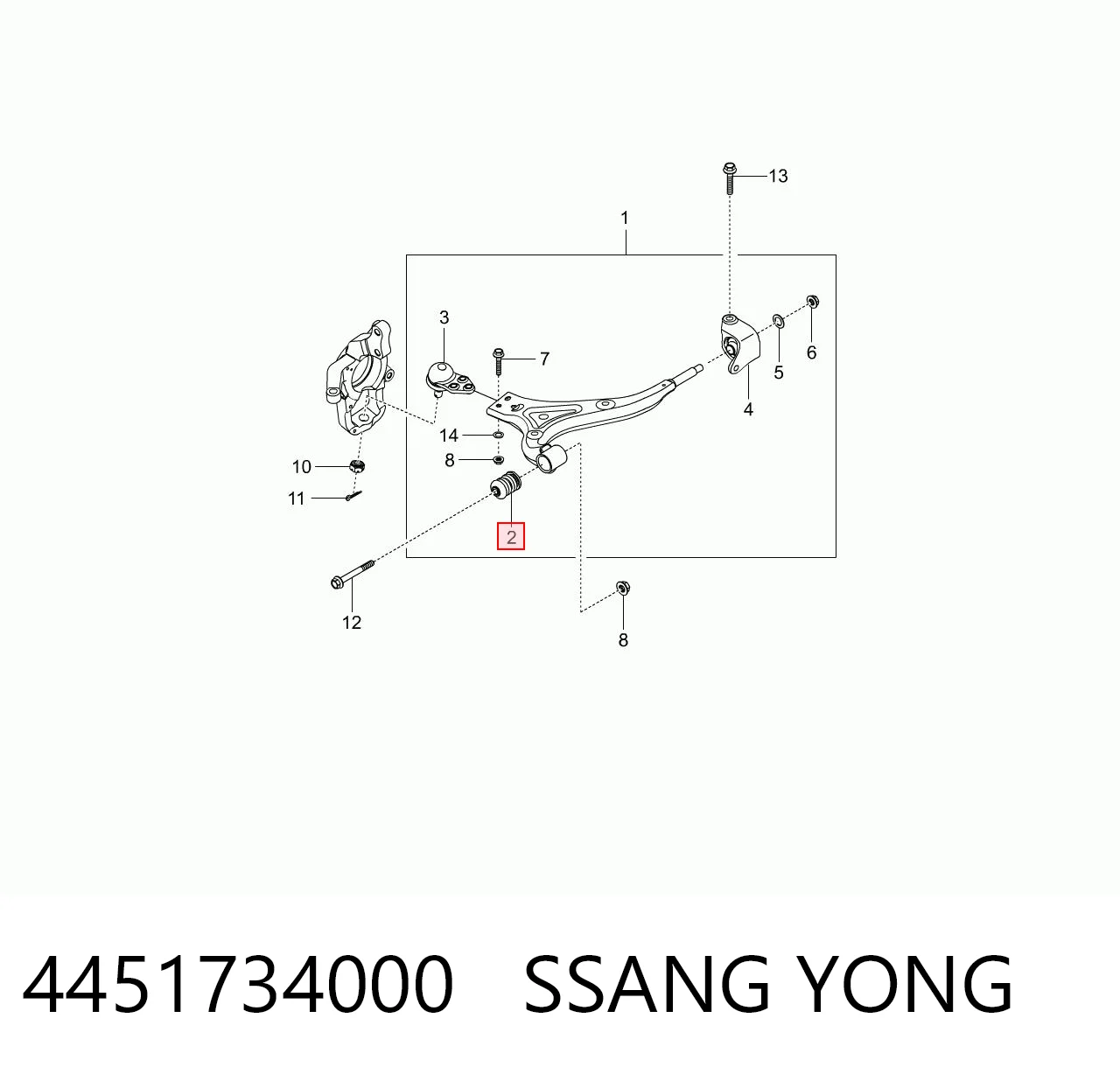 4451734000 Ssang Yong Silentblock przedniego wahacza dolnego