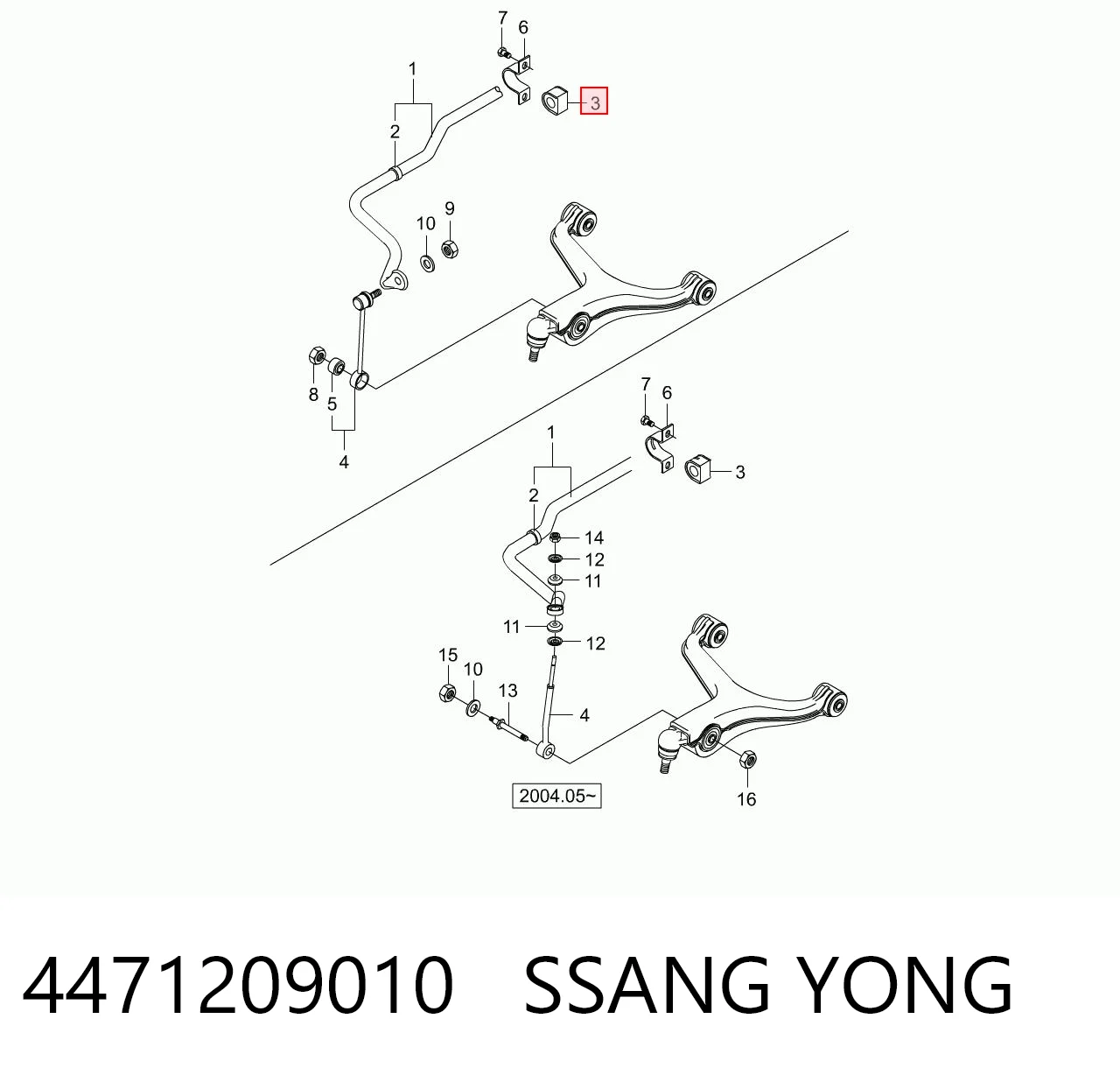 Do koszyka Tuleja stabilizatora przedniego SsangYong Kyron  