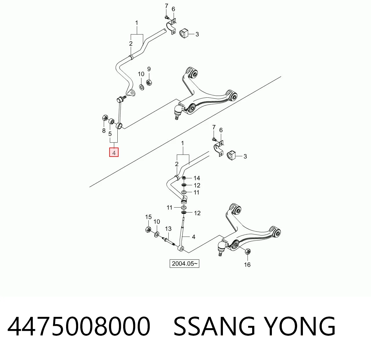Łącznik stabilizatora przedniego do SsangYong Rexton I RJ