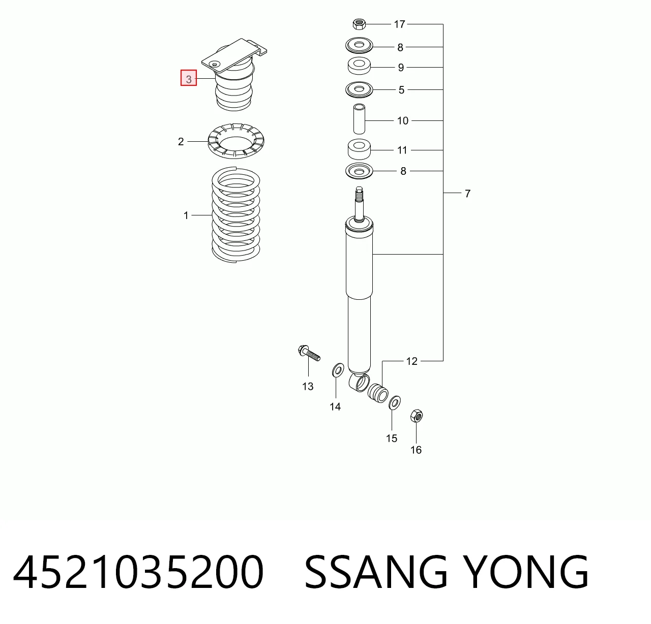 Odbój amortyzatora tylnego Hyundai/Kia 4521035200 cena, od 10,29 USD