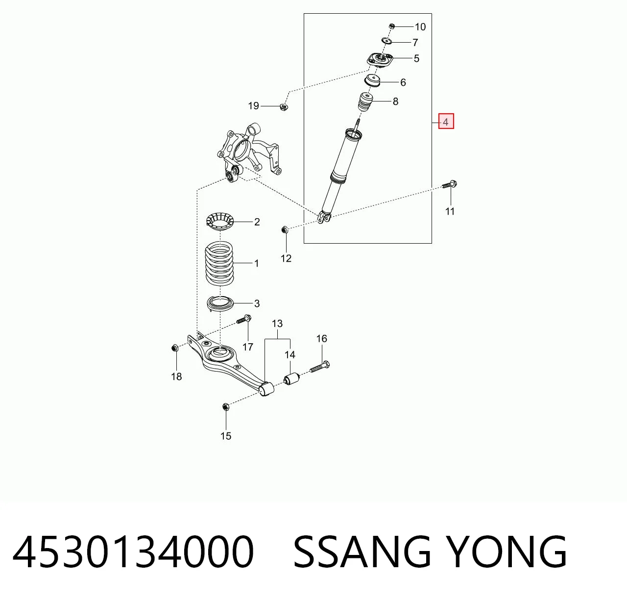 4530134000 Ssang Yong Amortyzator tylny