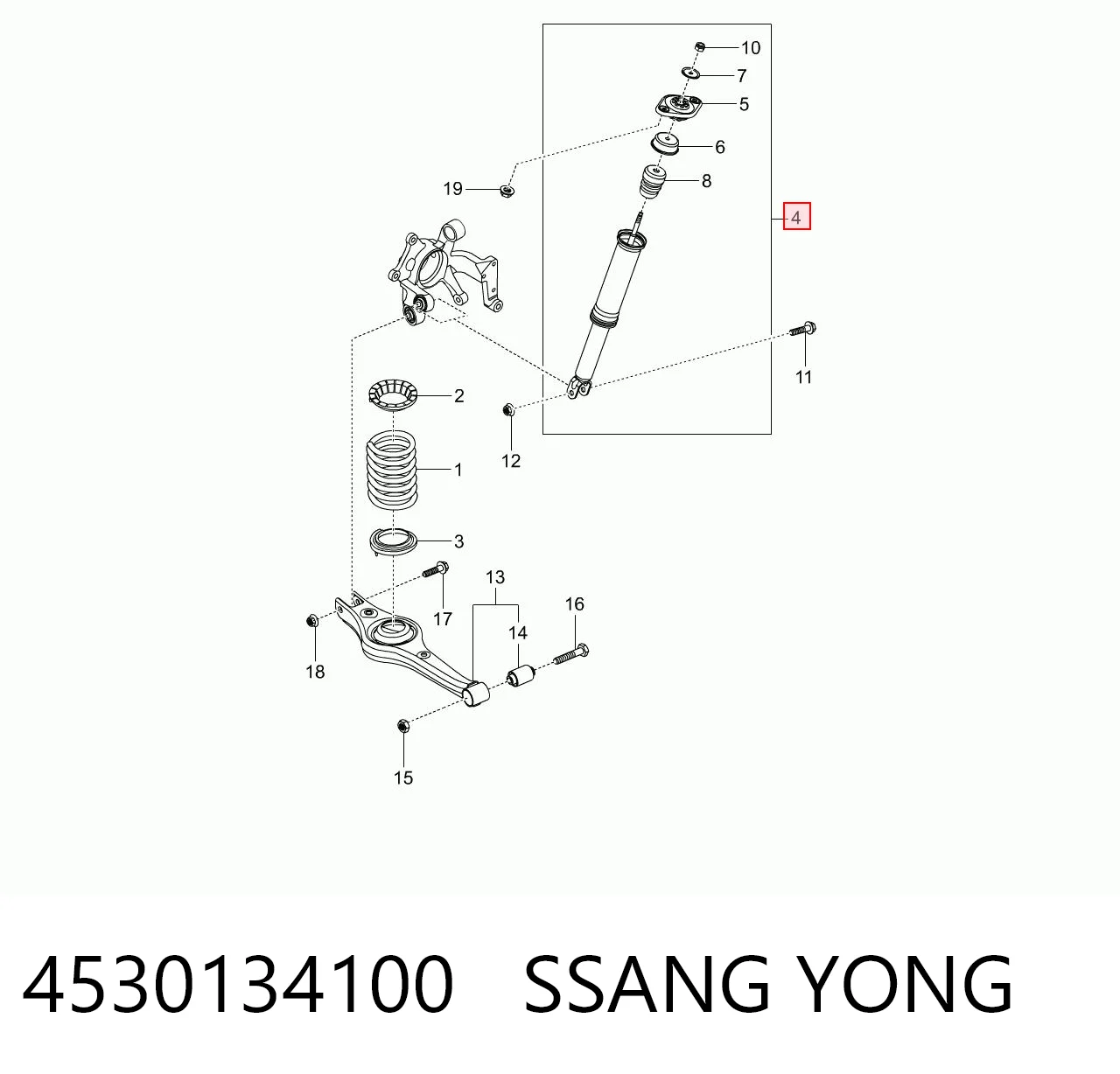 4530134100 Ssang Yong Amortyzator tylny