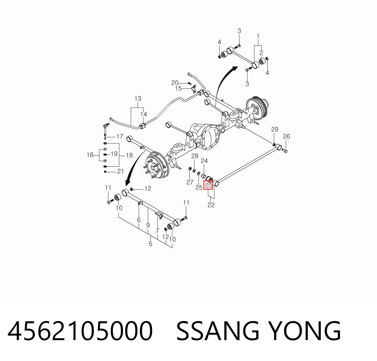 Silentblock drążka poprzecznego (zawieszenia tylnego) 4562105000 Hyundai/Kia