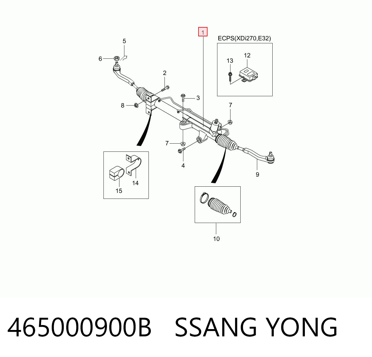 465000900B Ssang Yong Listwa kierownicza (maglownica)