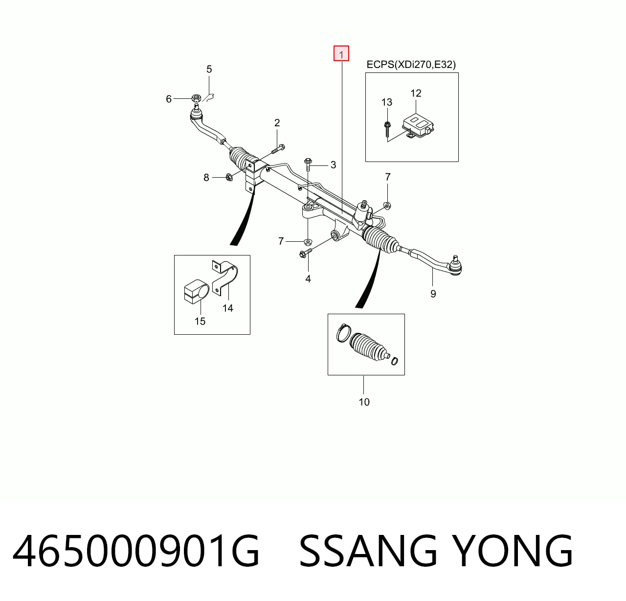 465000901G Ssang Yong Listwa kierownicza (maglownica)