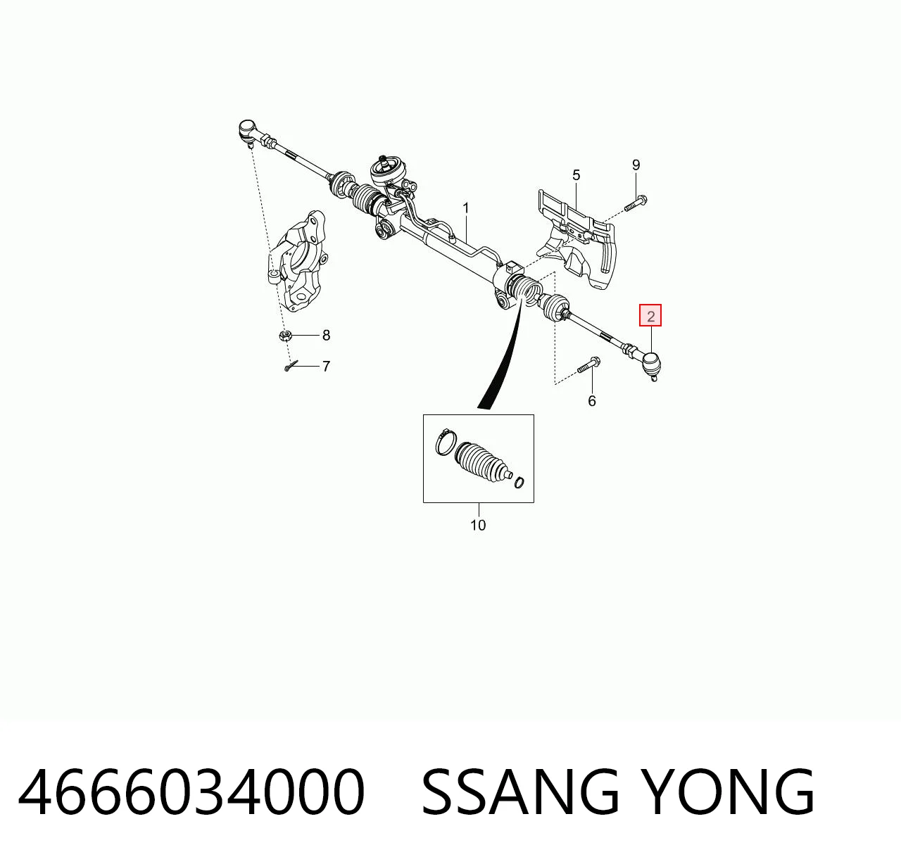 4666034000 Ssang Yong Końcówka drążka kierowniczego zewnętrzna
