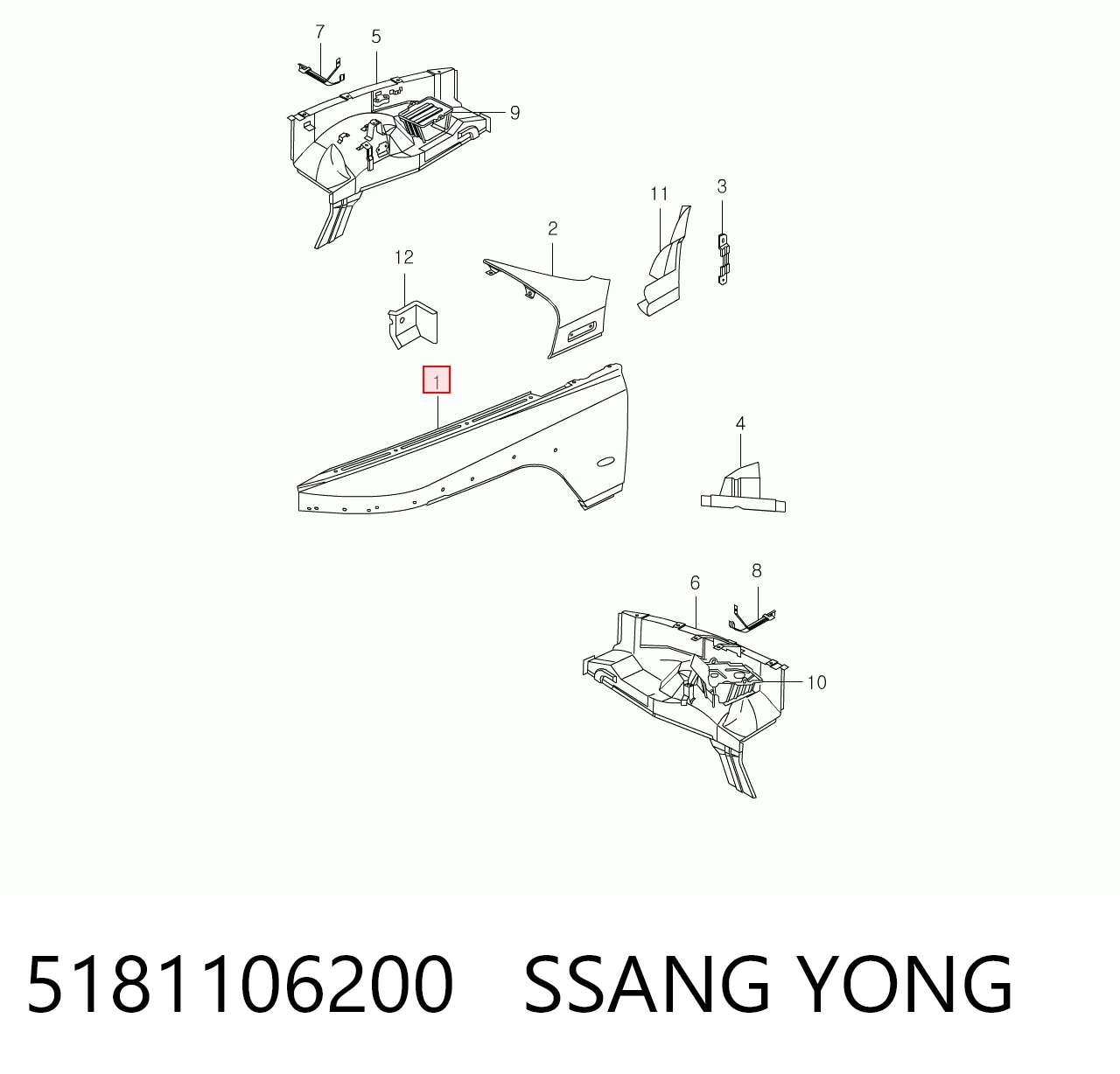 Błotnik przedni lewy do SsangYong Korando  