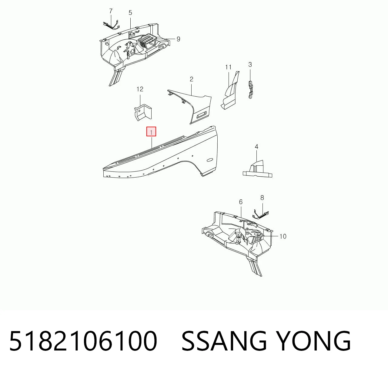 Błotnik przedni prawy do SsangYong Korando  