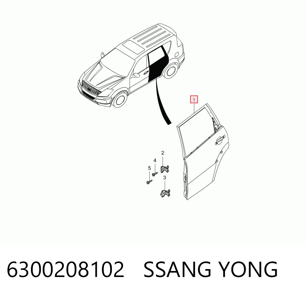 Drzwi tylne prawe do SsangYong Rexton I RJ