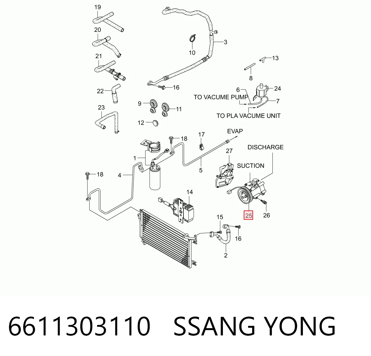 Sprężarka klimatyzacji do SsangYong Musso  FJ
