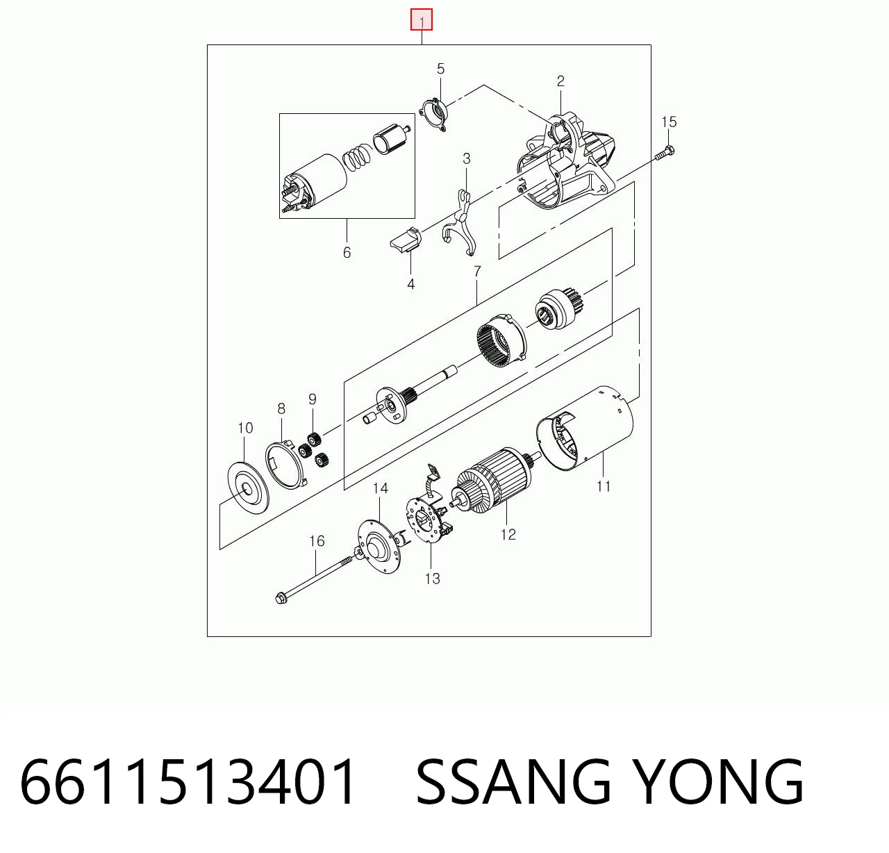 Do koszyka 6611513901 Hyundai/Kia Rozrusznik